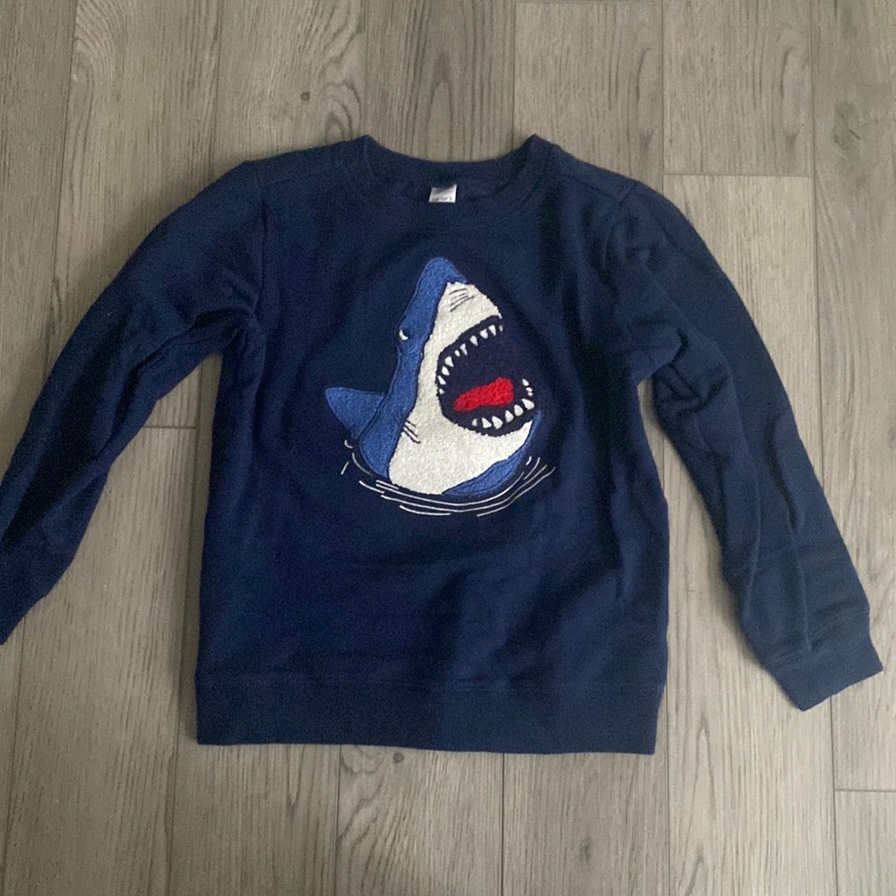 Boys charm sweatshirt. In great condition with “furry” shark head.